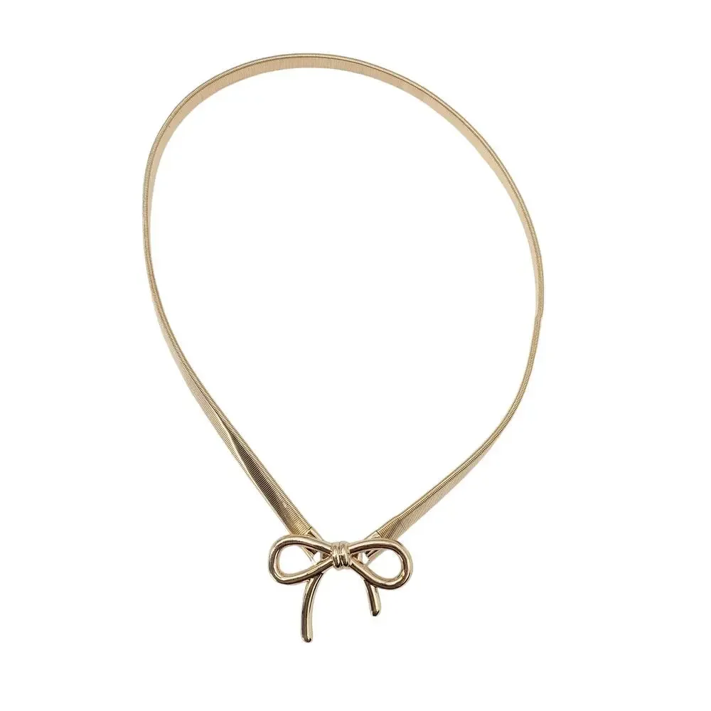 Gold Tone Mesh Metal Belt Bow Stretch 26